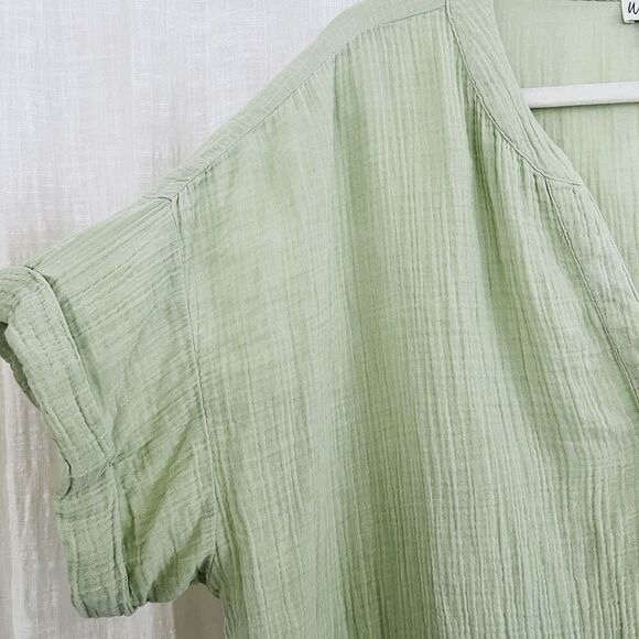 Wonderly Sage Green 100% Cotton Flowy Lightweight Blouse Made in India -Plus XXL - Picture 3 of 8